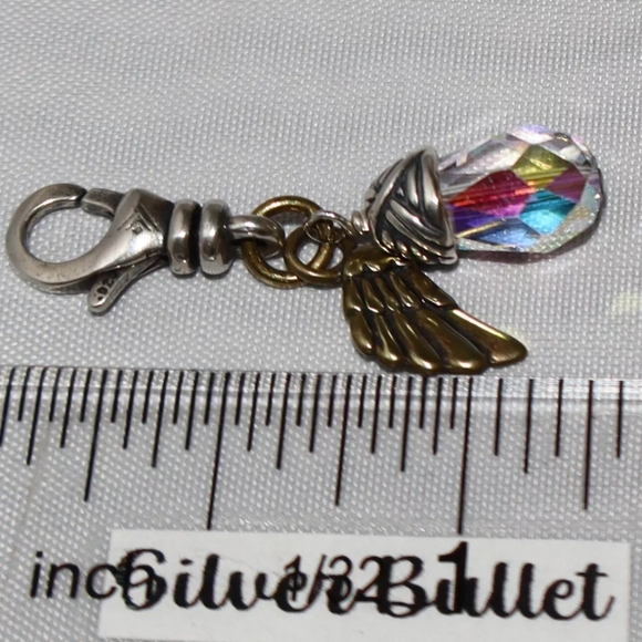 Silpada 925 Sterling Silver "On Angels Wings" Crystal Drop Clip On Charm C2550 - Picture 1 of 5